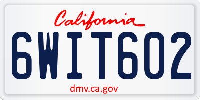 CA license plate 6WIT602