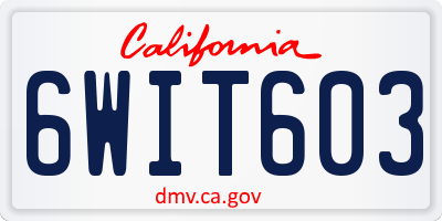 CA license plate 6WIT603