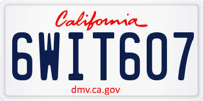 CA license plate 6WIT607