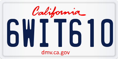 CA license plate 6WIT610