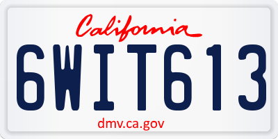 CA license plate 6WIT613