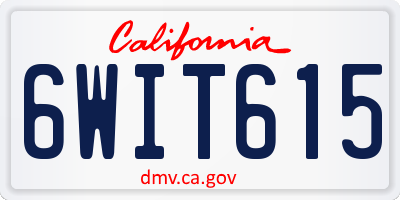 CA license plate 6WIT615