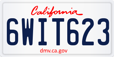 CA license plate 6WIT623