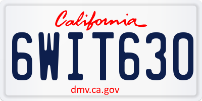 CA license plate 6WIT630