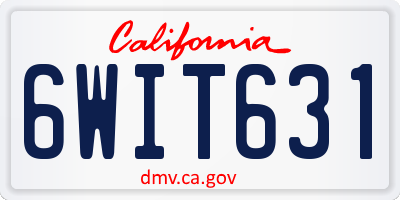 CA license plate 6WIT631