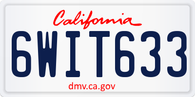CA license plate 6WIT633