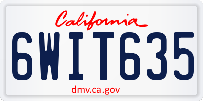 CA license plate 6WIT635