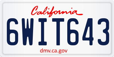 CA license plate 6WIT643