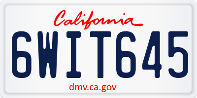 CA license plate 6WIT645