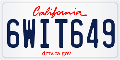 CA license plate 6WIT649