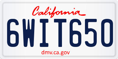 CA license plate 6WIT650