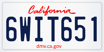CA license plate 6WIT651