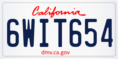 CA license plate 6WIT654