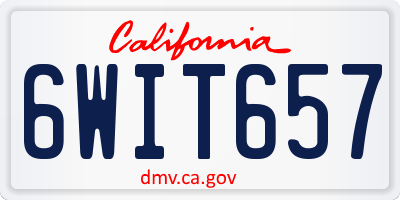 CA license plate 6WIT657