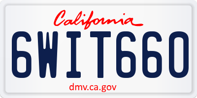 CA license plate 6WIT660