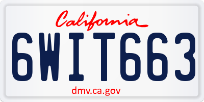 CA license plate 6WIT663