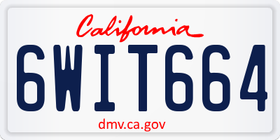 CA license plate 6WIT664