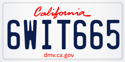 CA license plate 6WIT665