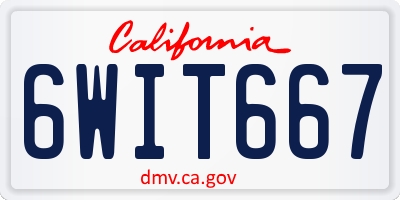 CA license plate 6WIT667