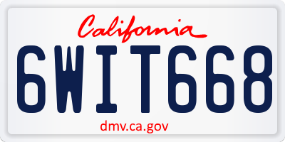 CA license plate 6WIT668