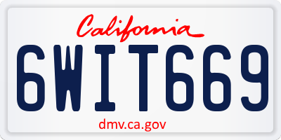 CA license plate 6WIT669