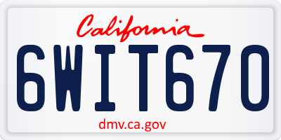 CA license plate 6WIT670