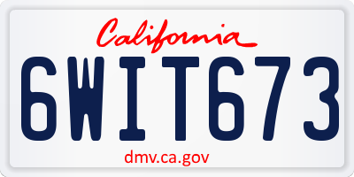 CA license plate 6WIT673
