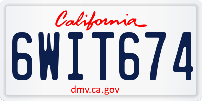CA license plate 6WIT674