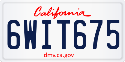 CA license plate 6WIT675