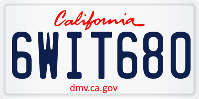 CA license plate 6WIT680