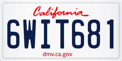 CA license plate 6WIT681
