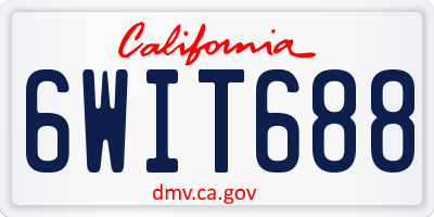 CA license plate 6WIT688