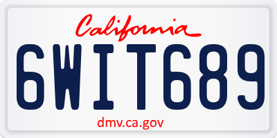 CA license plate 6WIT689