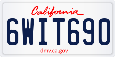CA license plate 6WIT690