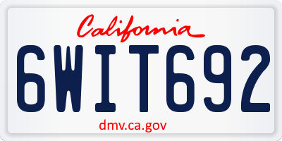 CA license plate 6WIT692