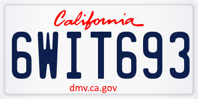 CA license plate 6WIT693