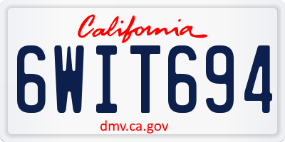 CA license plate 6WIT694