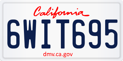 CA license plate 6WIT695
