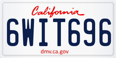 CA license plate 6WIT696