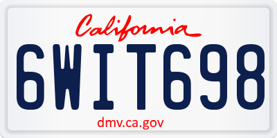 CA license plate 6WIT698