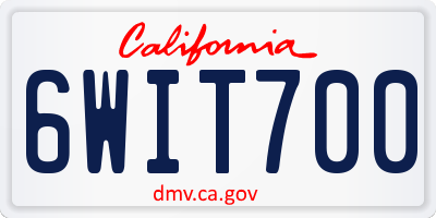 CA license plate 6WIT700