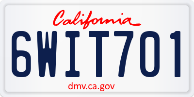 CA license plate 6WIT701