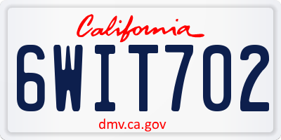 CA license plate 6WIT702