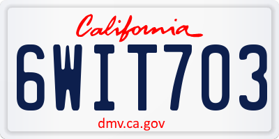 CA license plate 6WIT703