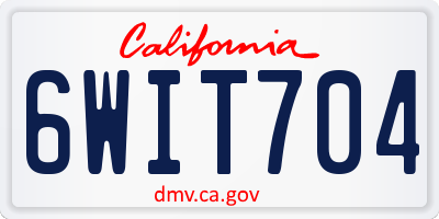 CA license plate 6WIT704