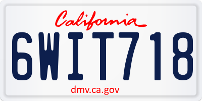 CA license plate 6WIT718