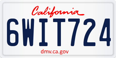 CA license plate 6WIT724