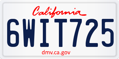 CA license plate 6WIT725