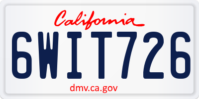CA license plate 6WIT726
