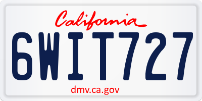 CA license plate 6WIT727